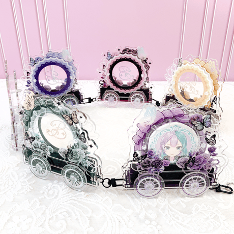 【アクリルフレーム 推し活グッズ】馬車型アクリル缶バッジフレーム【猩猩吃屁】缶バッジ・アクスタ用