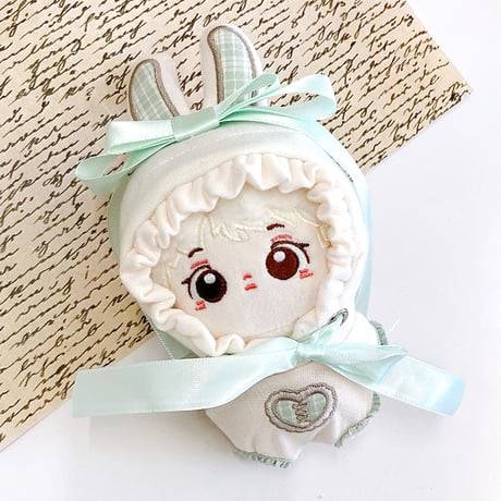 【ぬい服】タータンチェックうさ耳着ぐるみ【10cm用】【推し活グッズ】