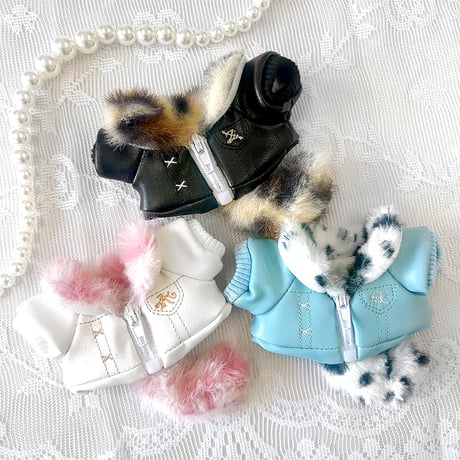 【ぬい服】ふわふわしっぽ付き革ジャケット 【推し活グッズ】