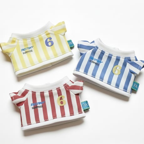 【ぬい服】サッカーユニフォーム風ストライプシャツ 10cm用