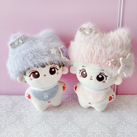 ぬい服　ぬいぐるみ用猫耳ニット帽&スタイセット【10cm用】【推し活グッズ】