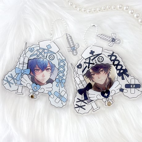 【G.triGerオリジナル 推し活グッズ】チャーム付き缶バッジ用アクリルフレーム 【天使界隈 垂れ耳ナース】