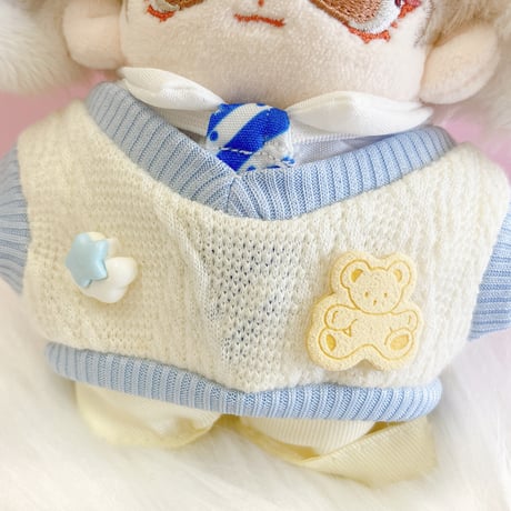 【ぬい服】ぬいぐるみ用 シャツ&ベスト&ネクタイ&パンツセット 10cm用