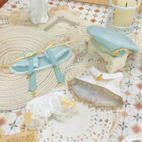 【ぬい服】ベレー帽&ケープ&シャツ&パンツ4点セット　10〜15cm用【推し活グッズ】