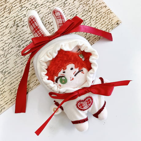 【ぬい服】タータンチェックうさ耳着ぐるみ【10cm用】【推し活グッズ】