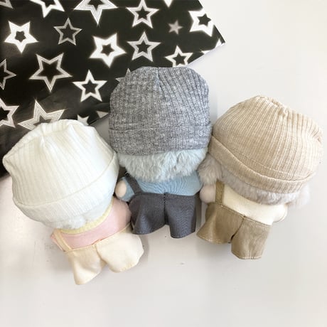 【ぬい服】ニット帽&シャツ&オーバーオールセット　10cm用【推し活グッズ】