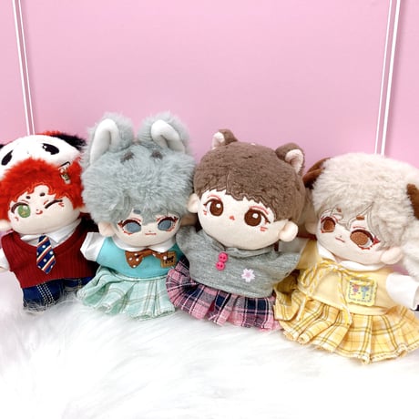 【ぬい服】シャツ&チェックスカートセット　10cm用