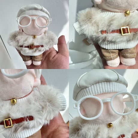 【ぬい服】 10cmぬい服 豹柄 ファー 4点セット（ベレー帽・メガネ・パンツ付）