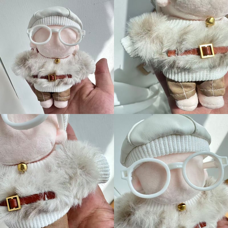 ぬい服】 10cmぬい服 豹柄 ファー 4点セット（ベレー帽・メガネ