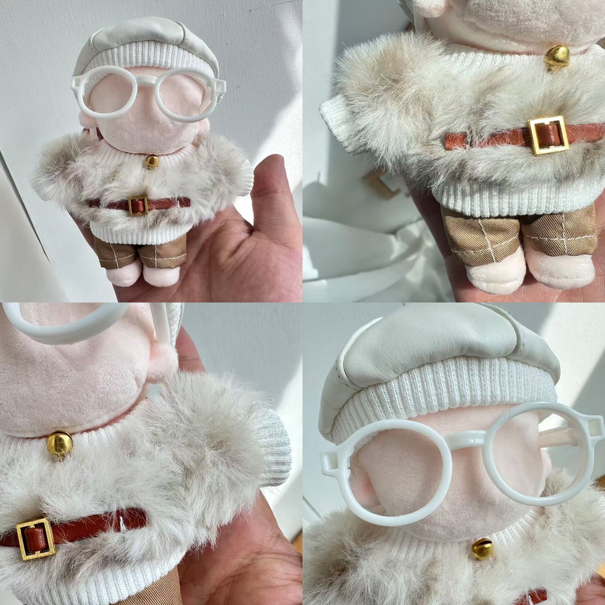 ぬい服】 10cmぬい服 豹柄 ファー 4点セット（ベレー帽・メガネ