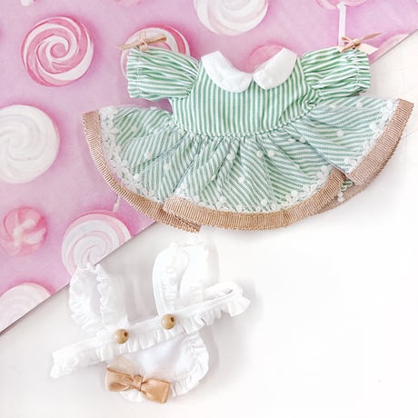ぬい服　アメリカンダイナー風エプロンワンピース【10~15cm用】【推し活グッズ】
