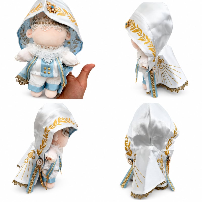 20cmぬい服】【神聖ファンタジー】先知聖諭・神官風 3点セット｜ 金の