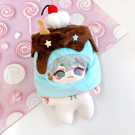 【ぬい服】ぬいぐるみ用着ぐるみキャップ　チョコミント　10cm用【推し活グッズ】