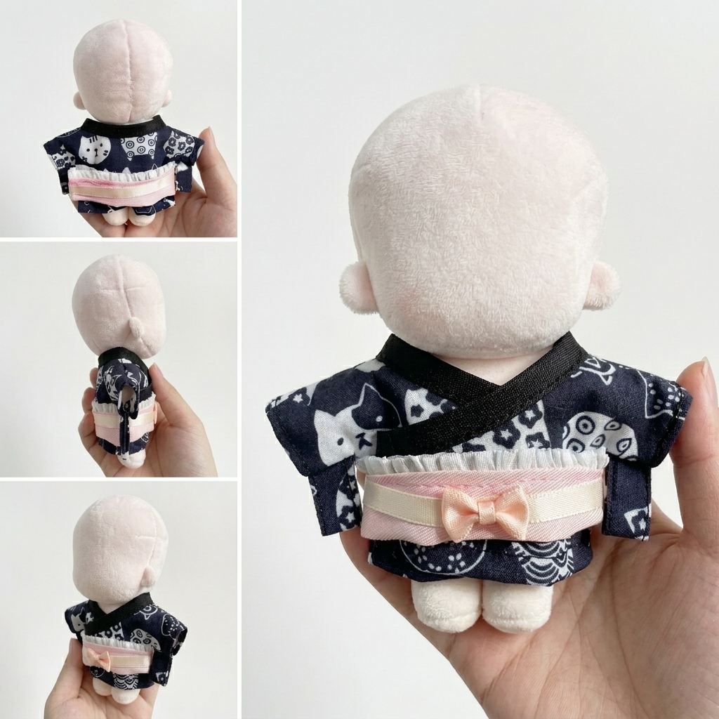 ぬい服】 10cmぬいぐるみ用 着物セット 花柄×フリル帯 | G.triGer