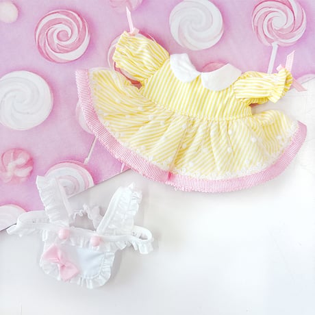 ぬい服　アメリカンダイナー風エプロンワンピース【10~15cm用】【推し活グッズ】