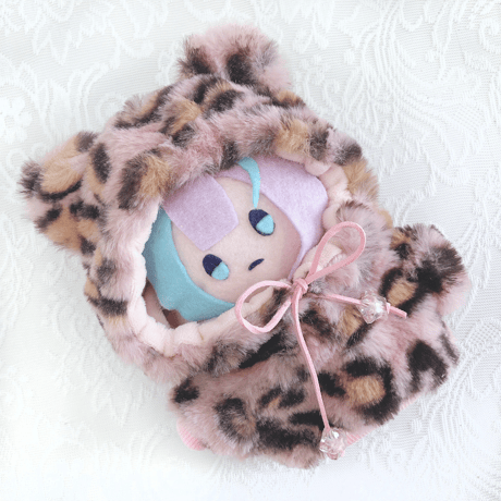 【ぬい服】ぬいぐるみ用ヒョウ柄パーカー/15~20cm用