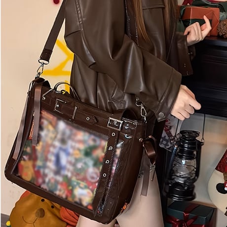 【soda薄荷茶】ベルト付きフェイクレザーキルティング痛バッグ【推し活グッズ】