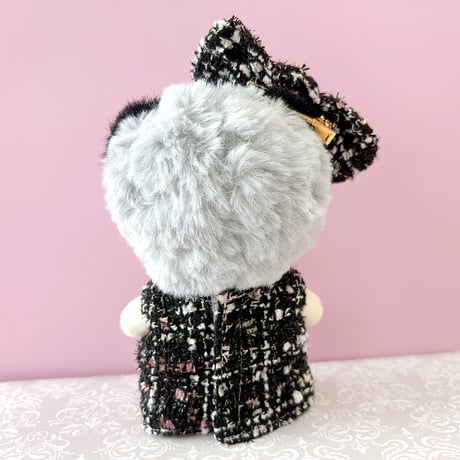 ぬい服　ツイードぬい服【ワンピース・リボン2点セット】10~15cm用【推し活グッズ】