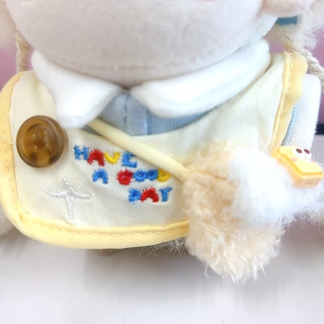【ぬい服】羊型着ぐるみキャップ&スタイ&シャツ&パンツ&バッグセット 10cm用