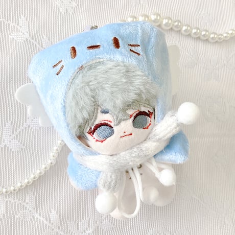 【ぬい服】ぬいぐるみ用羽付き猫耳ニット帽&マフラーセット　10cm用【推し活グッズ】