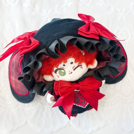 ぬい服　ぬいぐるみ用チェック柄うさ耳着ぐるみ【10~15cm用】【推し活グッズ】