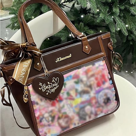 【暴躁小梅】ハート型チャーム付き痛バッグ【推し活グッズ】