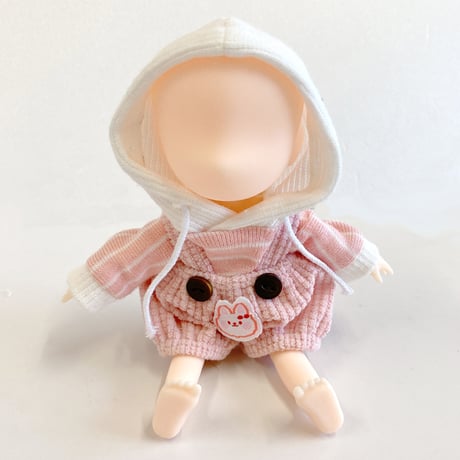 【ぬい服】ワッペン付きカラフルオーバーオール　細身のぬいぐるみ・ドール用
