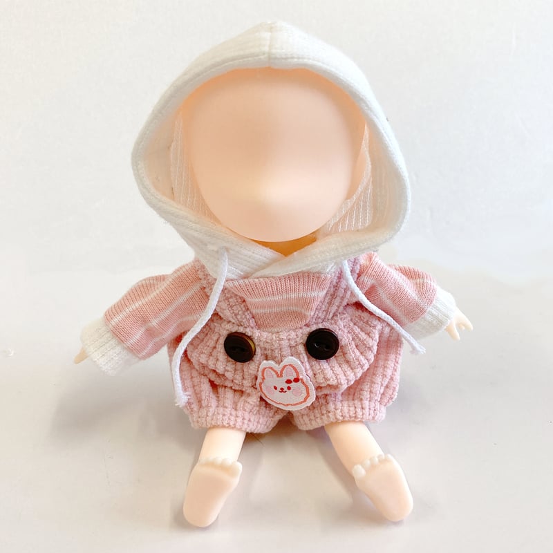 ぬい服】ワッペン付きカラフルオーバーオール 細身のぬいぐるみ