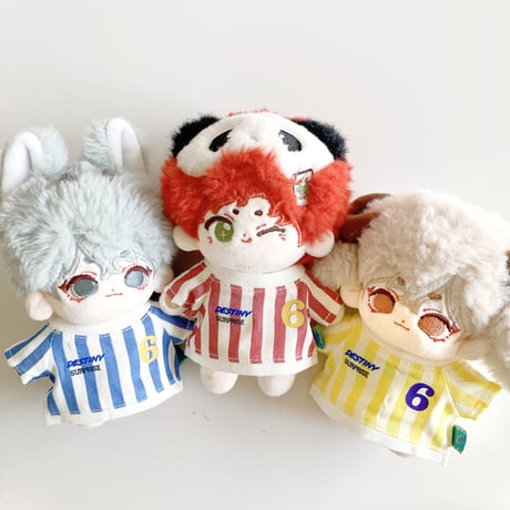 【ぬい服】サッカーユニフォーム風ストライプシャツ 10cm用