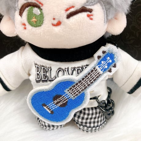 【ぬい服】猫耳ニット帽&シャツ&パンツ&ギターセット　10cm用