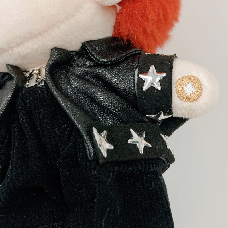 ぬい服】スタッズ風スター付きフェイクレザージャケット 10cm