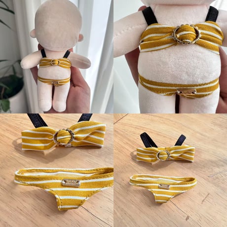 【ぬい服】 ぬいぐるみ用 ストライプ柄 マイクロビキニ ぬい服 水着セット