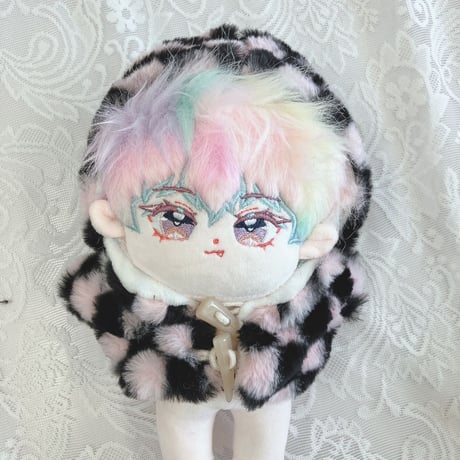 【ぬい服】ぬいぐるみ用着ぐるみ(チェック柄)/15~20cm用 もこもこ