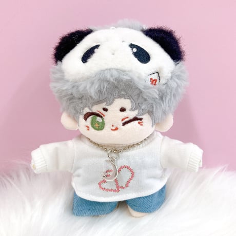 【ぬい服】ハートTシャツ&パンツ&ネックレスセット　10cm用