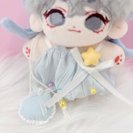 ぬい服　クラゲ型帽子・ワンピース・貝殻飾り3点セット　10cm用【推し活グッズ】