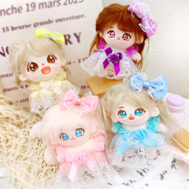 ぬい服 ドレス 肩掛け ショルダー 15cm~17cm②ドット 水玉 ピンク 白