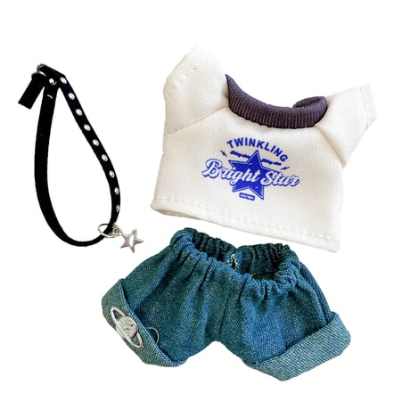 【ぬい服】グラフィックTシャツ&ジーパン&チョーカーセット　10cm用【推し活グッズ】