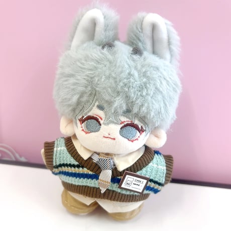 【ぬい服】シャツ&パンツ&ベスト&ネクタイ&名札セット  10cm用