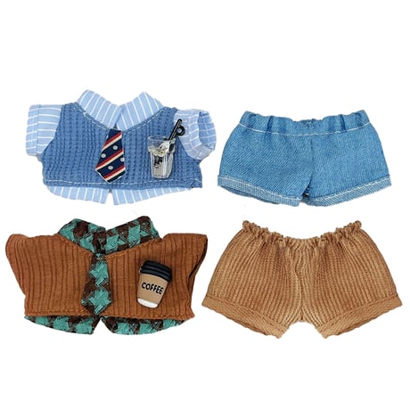 ぬい服　ネクタイ付きシャツ&パンツセット　10cm用【推し活グッズ】