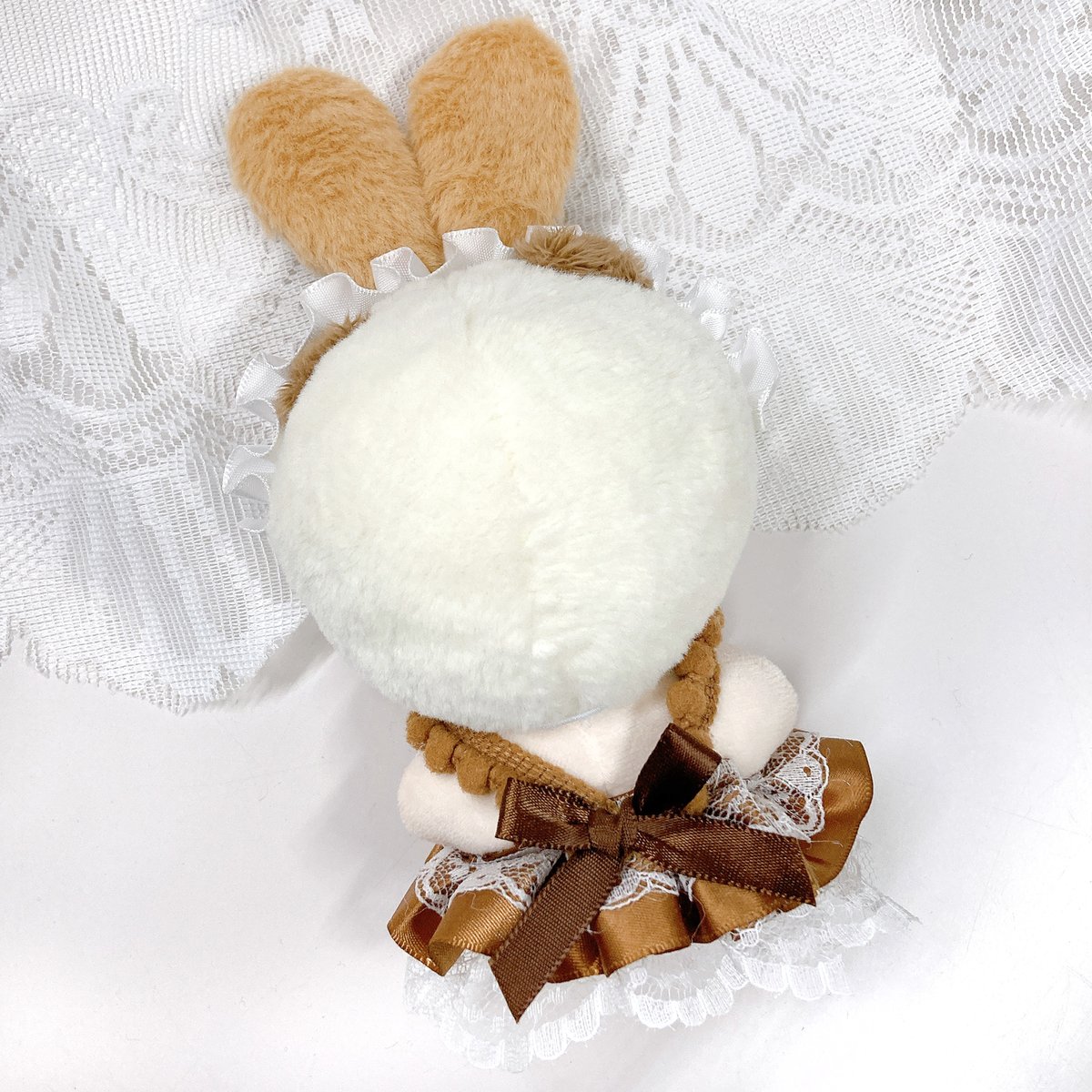 ぬい服】ふわふわ耳付きヘッドドレス&フリルドレスセット 10cm