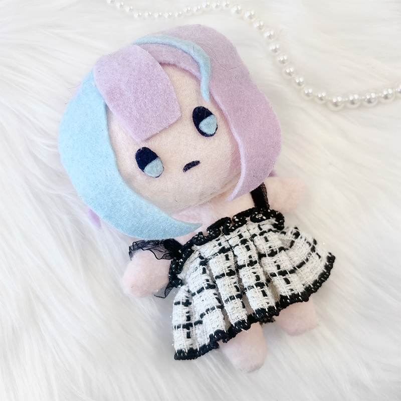 ねこまんま様ぬい服メイド10cm ピンクブラックホワイトツイード