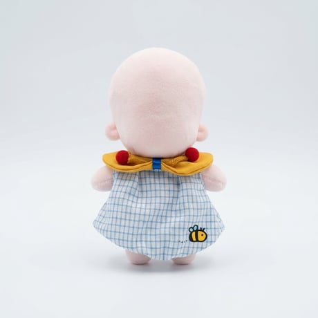 【ぬい服】 10cmぬいぐるみ用 みつばちのギンガムチェック柄 つぼみワンピース ぬい服