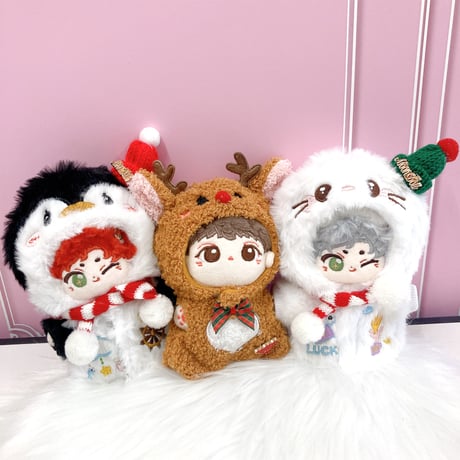【ぬい服】ふわふわクリスマス着ぐるみ　10cm用
