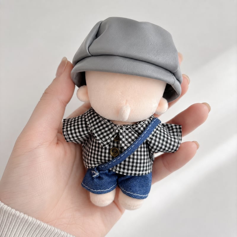 10cmぬい服】カジュアル3点SET（ベレー帽 / ギンガムチェックシャツ