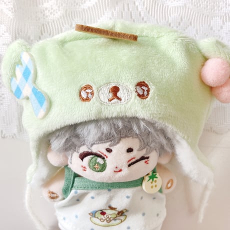 【ぬい服】たこ焼き・メロン衣装(着ぐるみキャップ&トップス&パンツセット)　10cmぬいぐるみ用