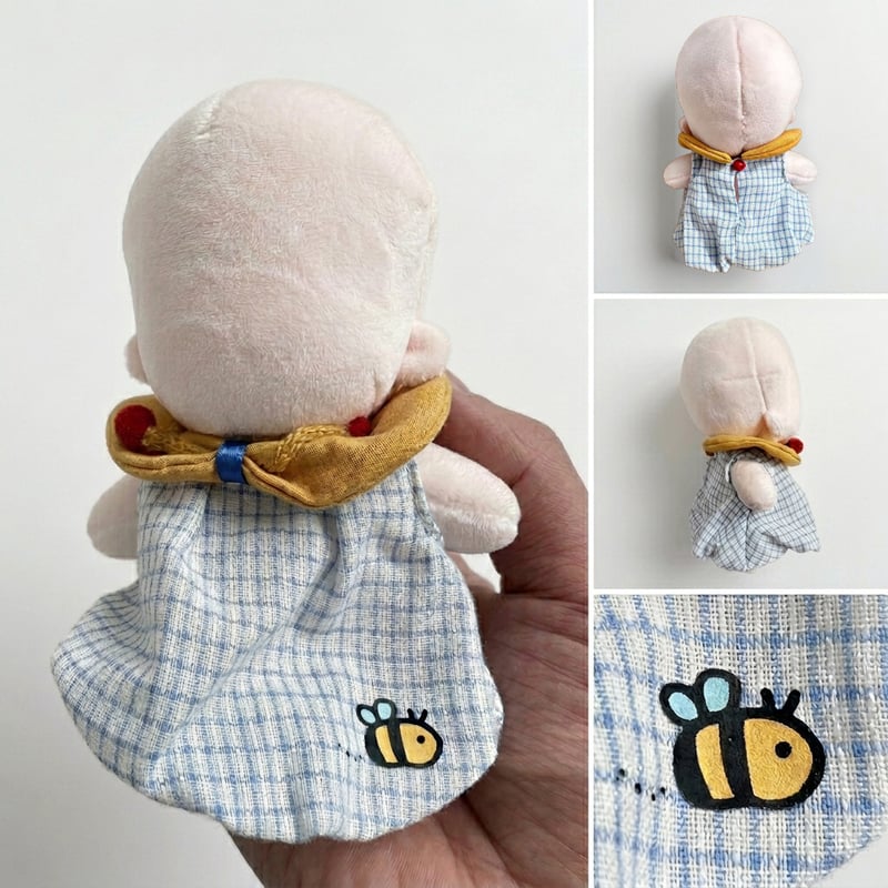 ぬい服】 10cmぬいぐるみ用 みつばちのギンガムチェック柄 つぼみ