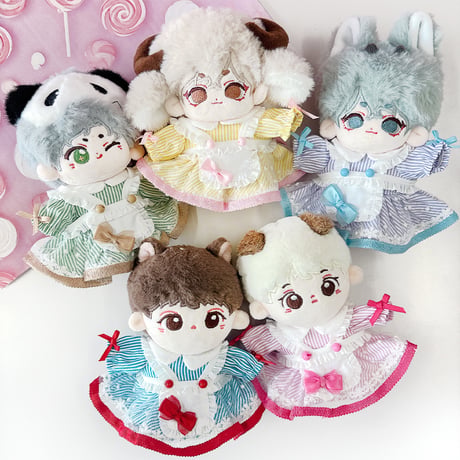 ぬい服　アメリカンダイナー風エプロンワンピース【10~15cm用】【推し活グッズ】