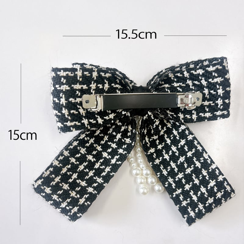 ツイード パールリボン バレッタ【推し活グッズ・ヘアメ・参戦ヘア  