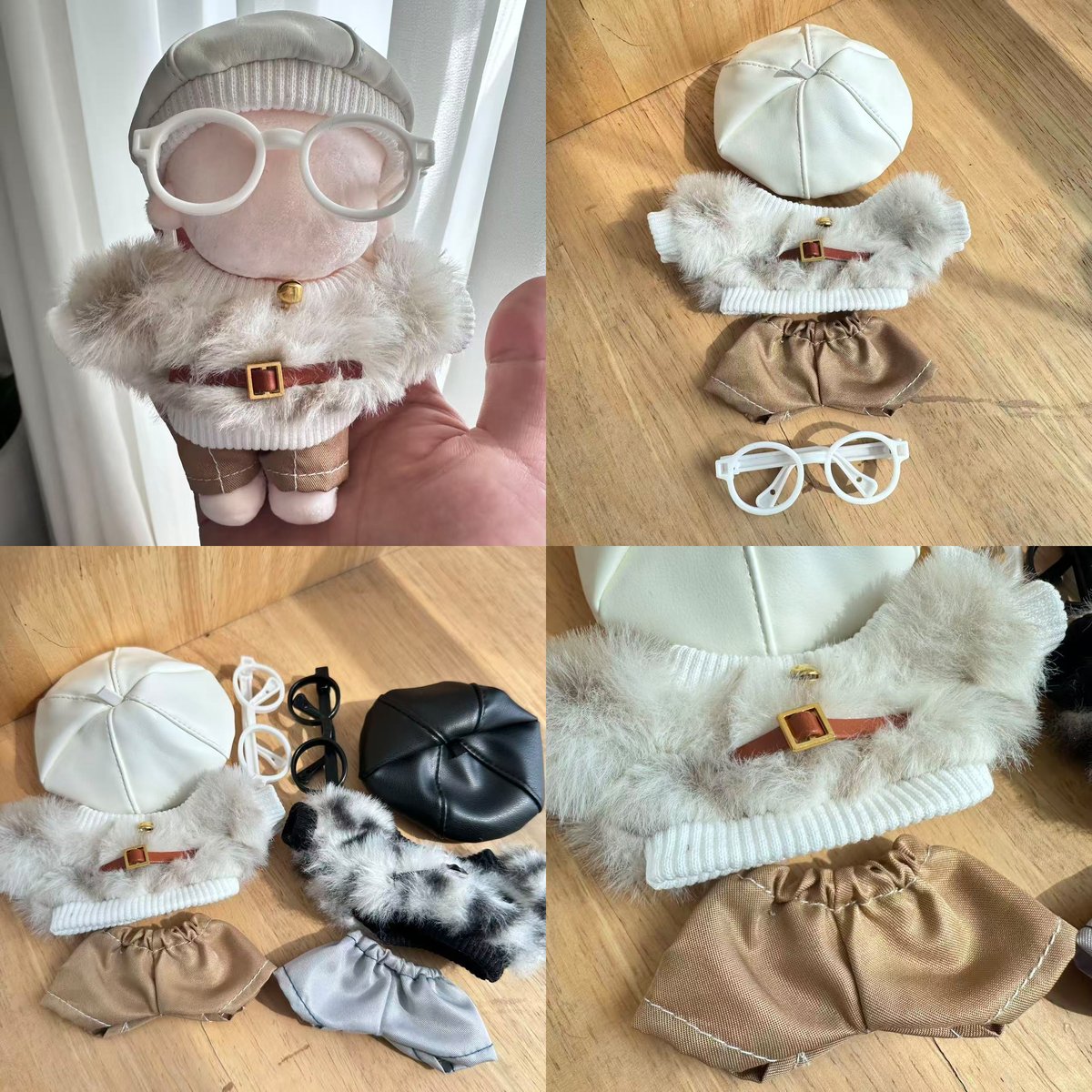 ぬい服】 10cmぬい服 豹柄 ファー 4点セット（ベレー帽・メガネ