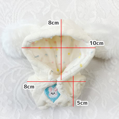 【ぬい服】ぬいぐるみ用うさ耳パーカー(10cm用)